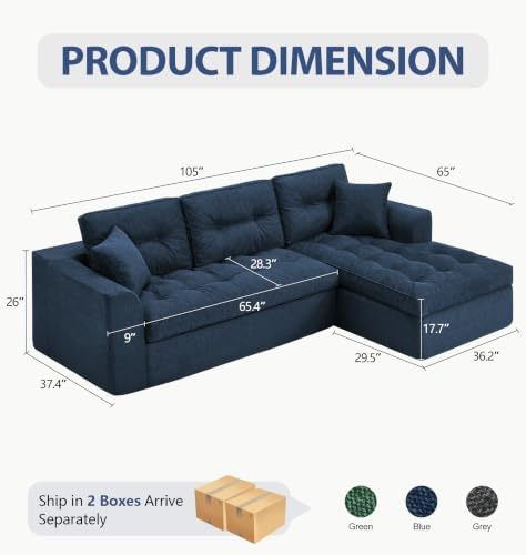 Hobestluk 105'' Boneless Couch Modular Sectional Sofa - Image 2