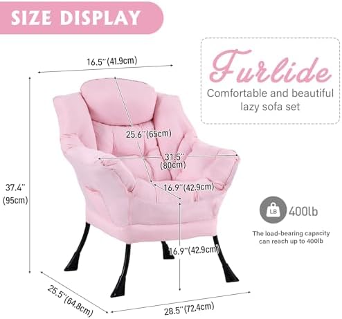 Furlide Lazy Chair with Ottoman, Soft Comfy Chair - Image 3