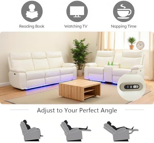 2 Piece Leather Sofa Sets, Power Recliner Sofa and Loveseat Set - Image 7