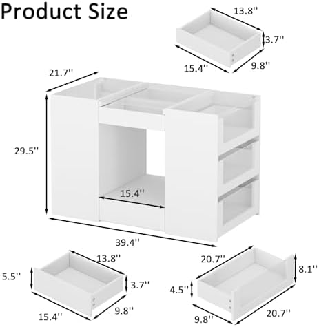 LIVAUVEAD Closet Island with 10 Drawers, LED Light & Glass Top - Image 2