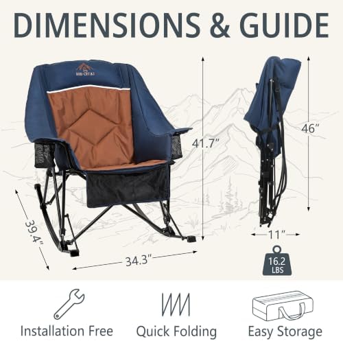 400lbs Rocking Camping Chair Oversized Folding Rocker - Image 3