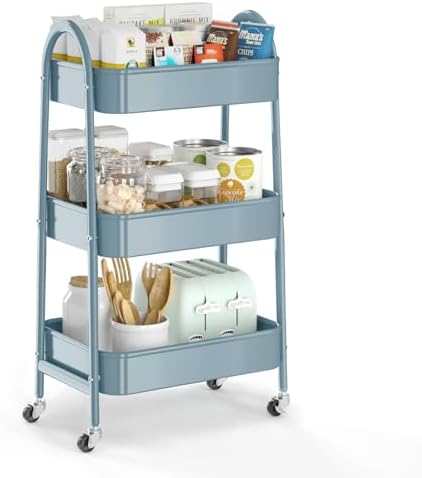 3 Tier Utility Rolling Cart, EAGMAK Metal Storage Cart by EAGMAK