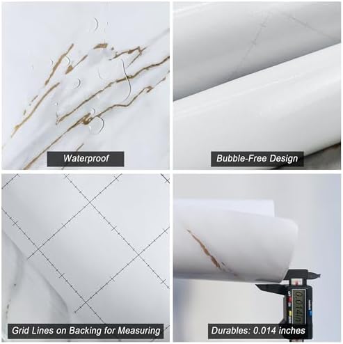 15.7"x354.3" Glossy White Marble Contact Paper - Image 6