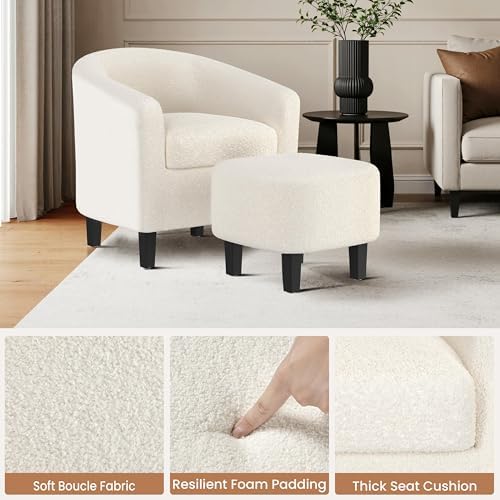 Yaheetech Accent Chairs with Ottoman Set of 2, Boucle Fabric - Image 6