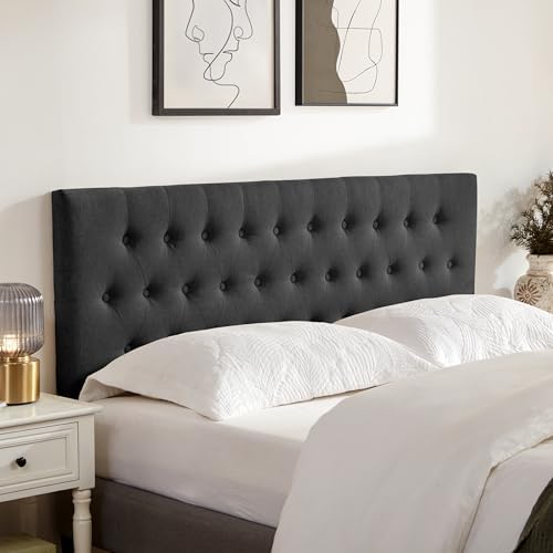Tufted Upholstered Headboard Full Size, Adjustable Height 37- 51 in by huateanhome