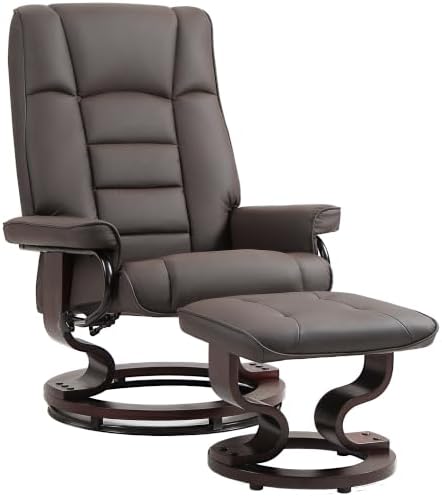 HOMCOM Faux Leather Reclining Chair, Swivel Ottoman Chair by HOMCOM