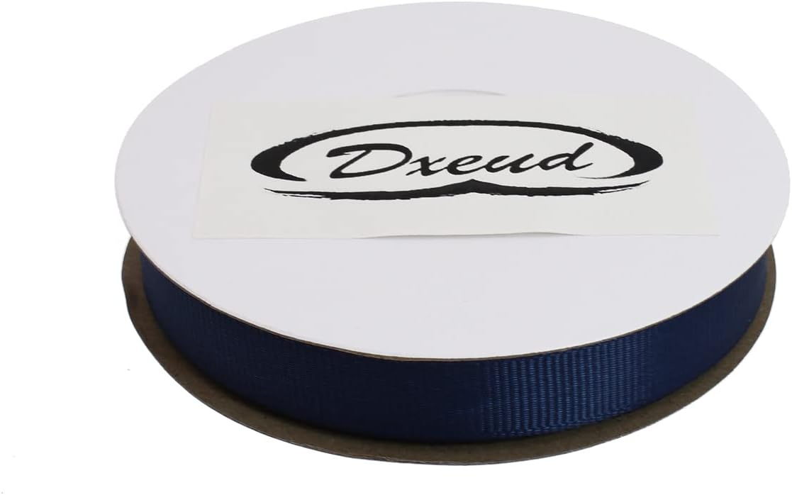 Solid Grosgrain Ribbon 25 Yard Each Roll 100% Polyester Woven Edge (1/2", Dark Blue)