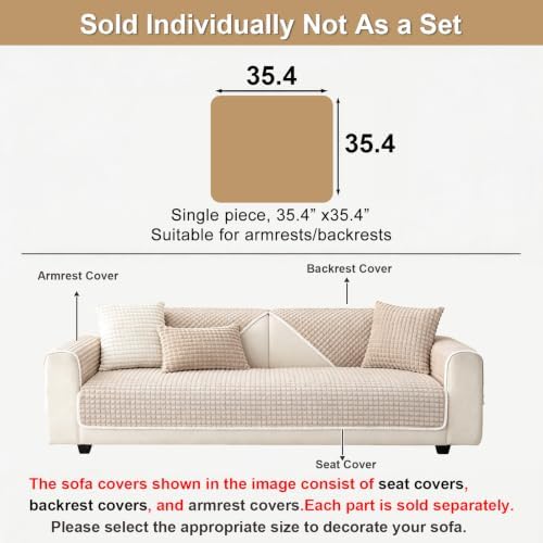 Soft Velvet Couch Arm Covers Washable - Image 3