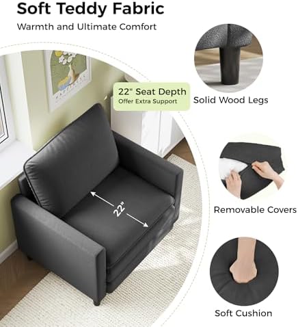 Welzona 3-Layers Cloud Accent Chair, Teddy Arm Chairs - Image 4
