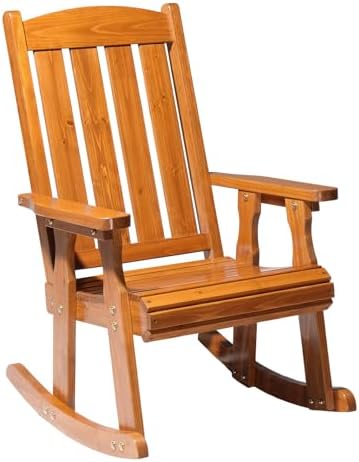 VINGLI Outdoor Rocking Chair, Heavy Duty 600 LBS Wooden Rocker by VINGLI