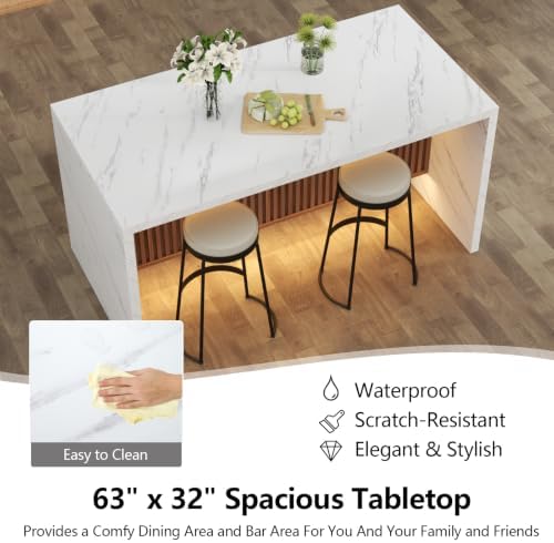 63" Large Imitation Marble Dining Table - Image 4