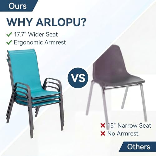 Arlopu 5 Pieces Outdoor Patio Dining Set, Glass Table and Textilene Chair - Image 3