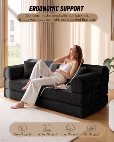 78.8" Convertible Sofa Bed, High Back Boneless Couch - Image 6