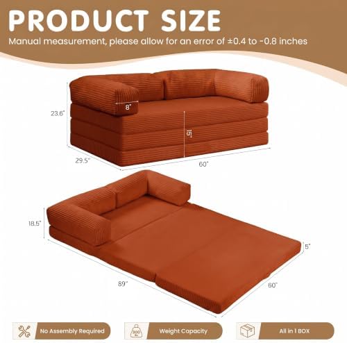 Convertible Sofa Bed Queen, 5-in-1 Boneless Couch - Image 2