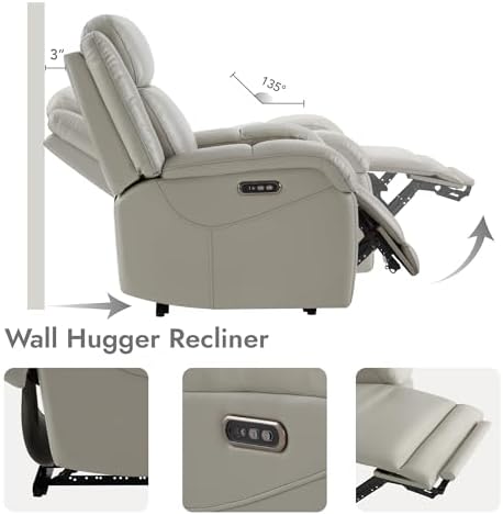 Watson & Whitely Oversized Genuine Leather Wall Hugger Power Recliner - Image 4