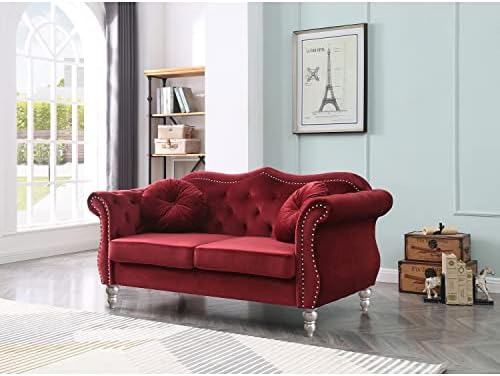HomeStock Velvet Loveseat, Dark Gray by Homestock
