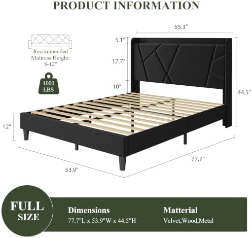 Garvee Full Bed Frame with Storage Shelf and Upholstered Headboard - Image 2
