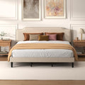 King Size Bed Frame with Upholstered Headboard, Wood Platform Bed with Soft by Chireca