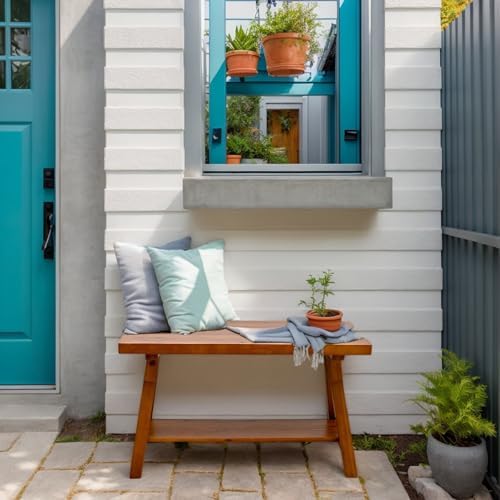 SwallowLiving 30 Inch Farmhouse Storage Bench, Rustic Solid Wood Entryway Bench - Image 6