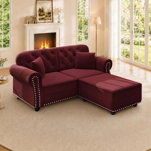 63" Velvet Chesterfield Loveseat Sofa by SmartEdge