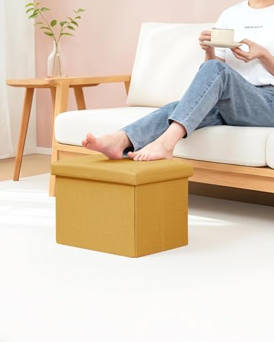 B FSOBEIIALEO Folding Storage Ottoman, 16.5" Linen Ottomans - Image 2