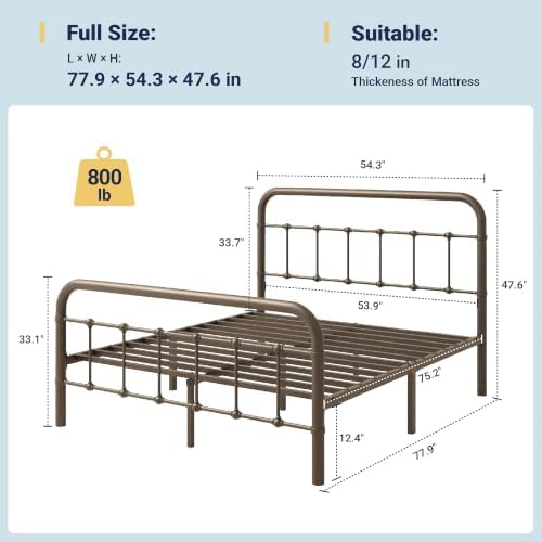 Allewie Full Metal Bed Frame - Image 2