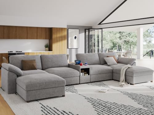EASE MOOSE Oversized Sectional Modular Sofa, U Shape Grey Modular Sofa - Image 3