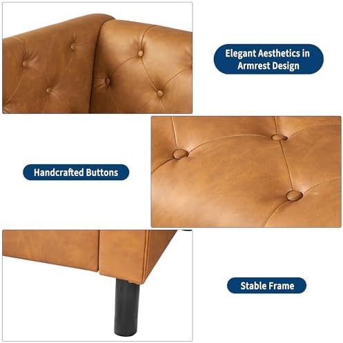 GarveeTech Modern Leather Sofa 81", Chesterfield Style 3 Seater Couch - Image 3