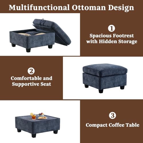 94.5'' 3-Seater Couch with 2 Ottoman Sectional Sofa withType-C&USB Charging - Image 5
