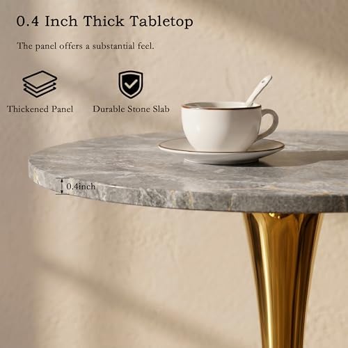 27.6" Marble Round Tulip Table, Mid-Century Modern Style Dining Table - Image 3