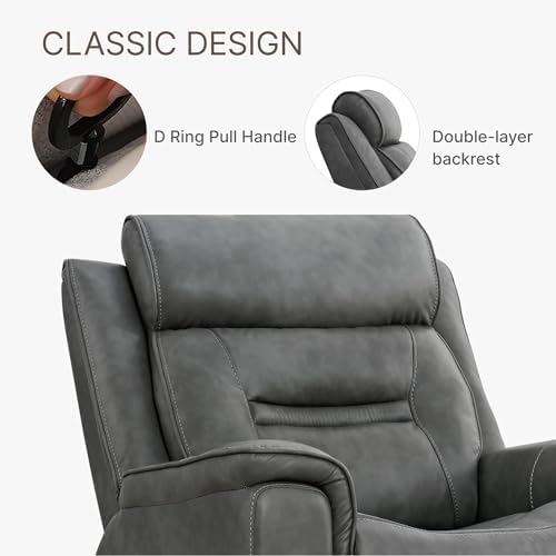 KISLOT Leather Recliner Chair, 360° Swivel Rocker Faux Leather Manual Recliner - Image 6