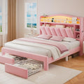 Kids LED Bed Frame with Storage Headboard & 2 Storage Drawers by JOCOEVOL