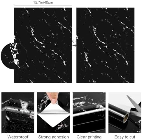 Glossy Black Marble Contact Paper - Image 5