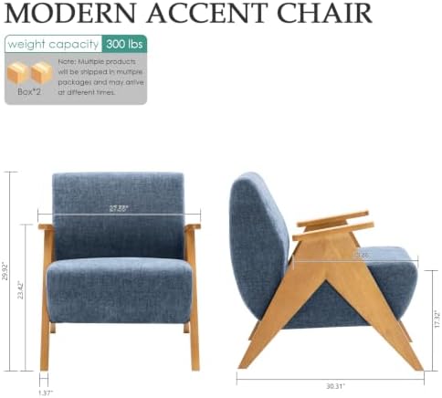 2 Pcs Home Accent Chair Mid Century Modern Accent Chair - Image 2