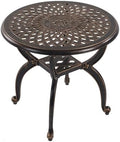 Cast Aluminum Outdoor Side Table, All Weather Round Small Coffee Table by Unknown
