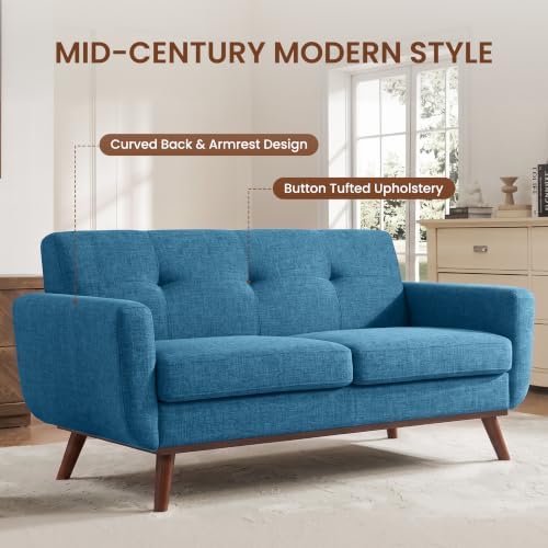 56" Small Loveseat Sofa Mid Century Modern Mini Love Seat - Image 3