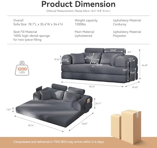 79"Round Arm Sofa with High Backrest Pillow - Image 2