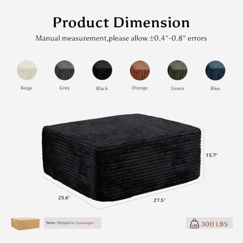 Boneless Ottoman for Couch, Corduroy Cloud Ottoman, Oversized Square Large Pouf - Image 2