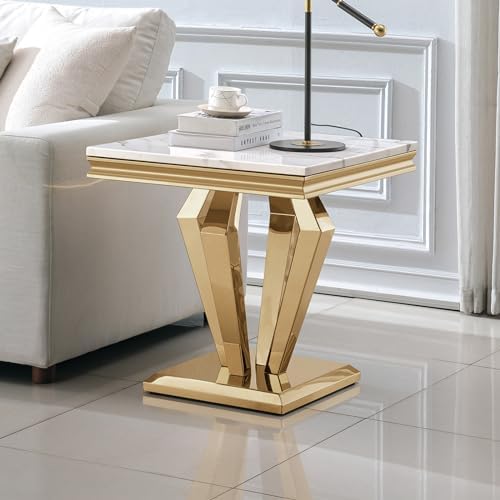 Henf 3 Piece Living Room Table Set, Faux Marble Coffee Table & Console Table & - Image 6