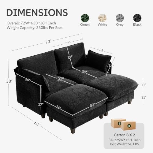 Ihanherry 72" Loveseat Sofa, Cloud Couch - Image 2