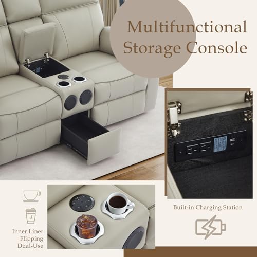 Power Reclining Sofa Set with LED Reading Light/Storage Drawer, Power Loveseat - Image 4