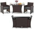 Tangkula 3 Piece Patio Wicker Dining Set, 2 Rattan Chairs by TANGKULA
