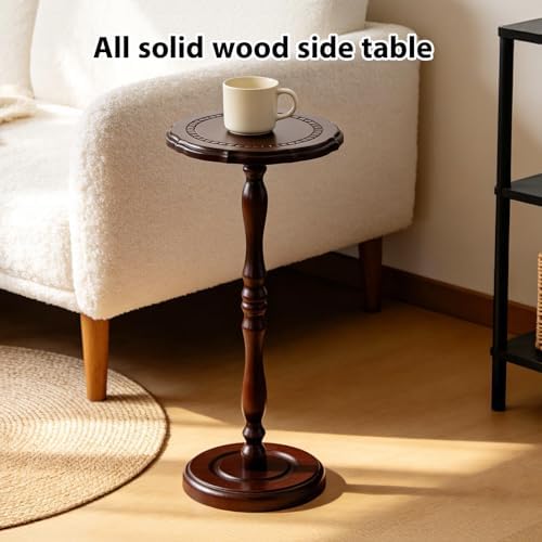 26.3” High Round Side Table, 100% Solid Wood Small Drink Table - Image 4