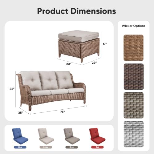 Belord 3-Piece PE Wicker Outdoor Sofa - Image 2