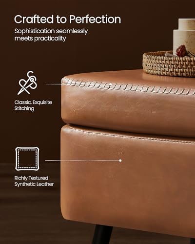 VASAGLE Storage Ottoman Bench, PU Leather, Steel Legs - Image 5