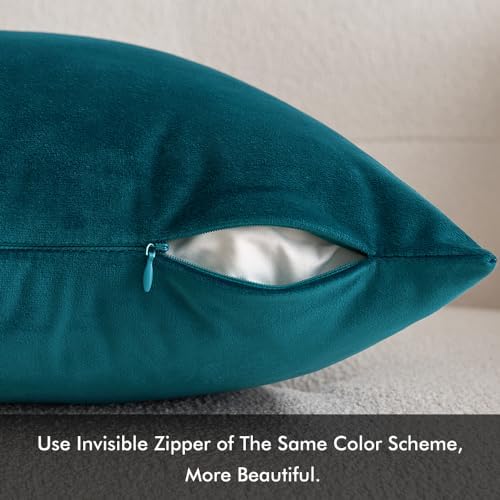 MIULEE 12x20 Inch Lumbar Velvet Throw Pillow Covers Teal - Image 3