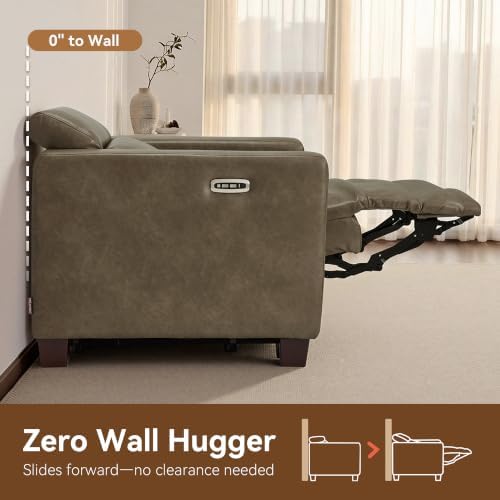MCombo 85.4'' Zero Wall Hugger Power Recliner Sofa, HL198M3 Grey - Image 5
