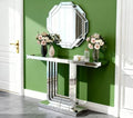 U-Shaped Silver Mirrored Console Table and Wall Mirror Set, 2 Piece Silver by Unknown