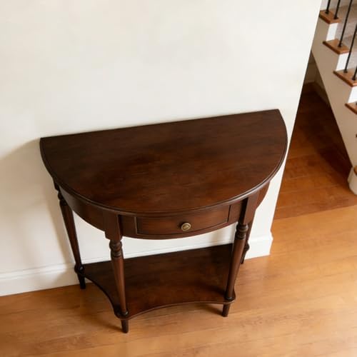 Half Moon Console Table Solid Wood Vintage Entryway Table - Image 5