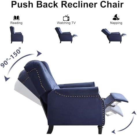 EBELLO Pushback Recliner Chair, Fabric Armchair Push Back Recliner - Image 4